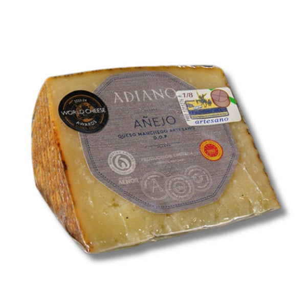 Block of cheese with a label on a white background