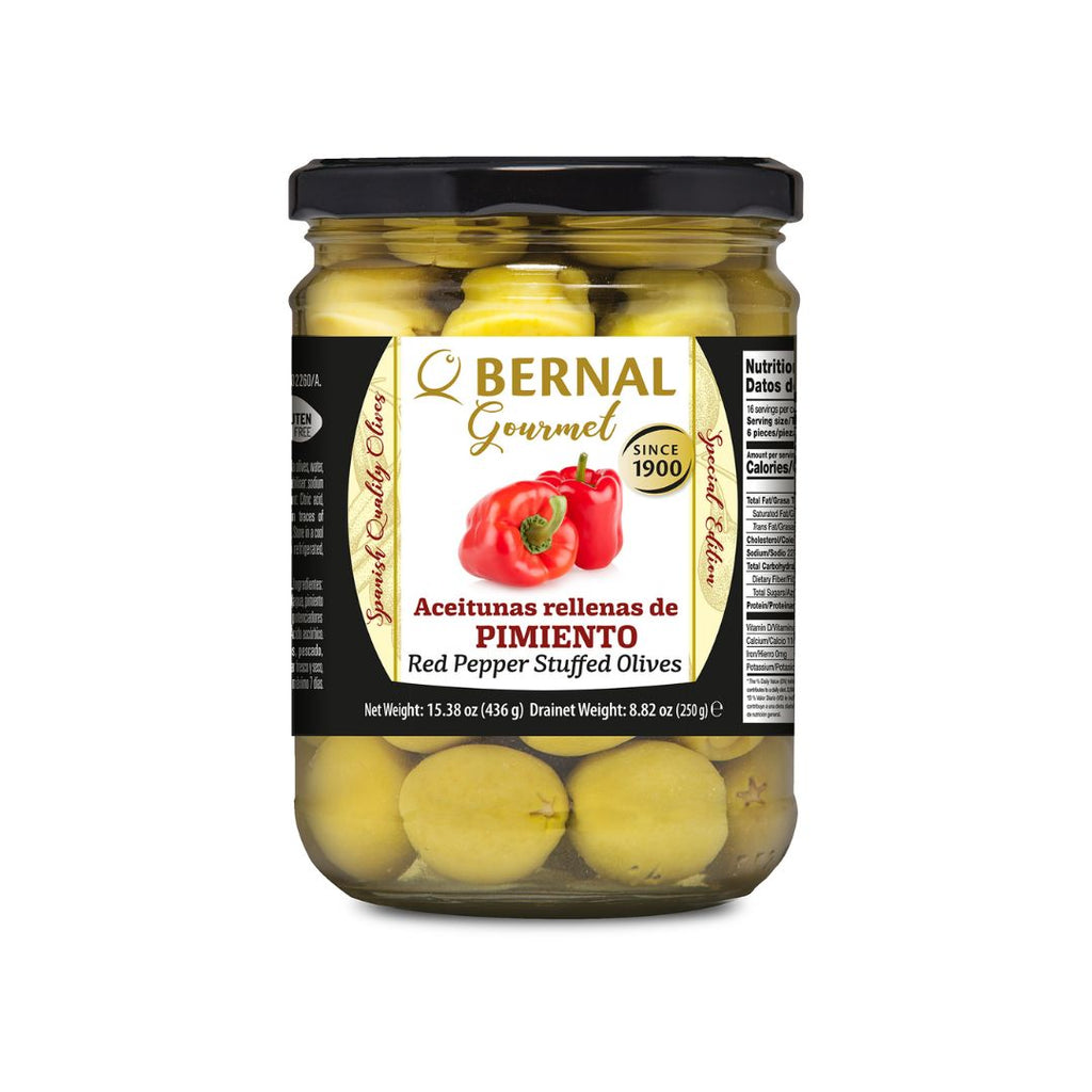 Bernal Gourmet Red Pepper Stuffed Olives | Despaña – Despaña Brand
