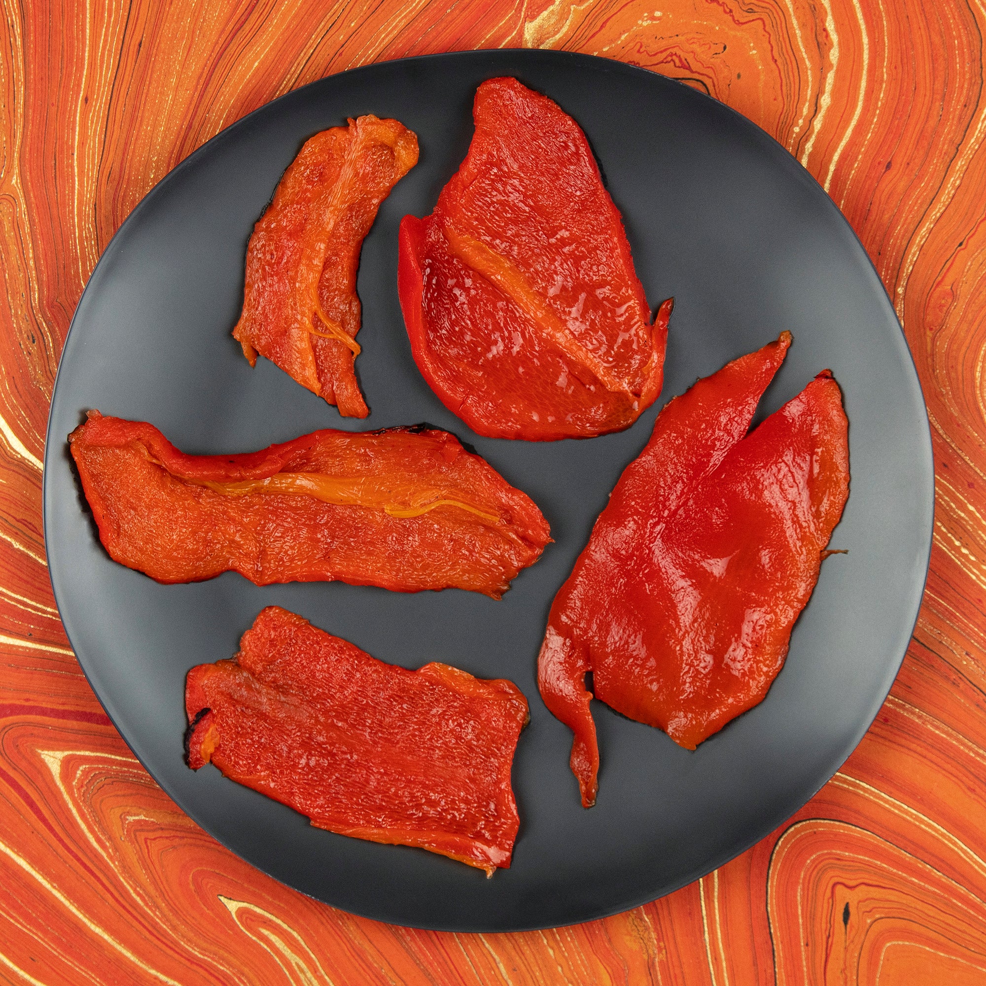 A plate of Spanish roasted red peppers. 